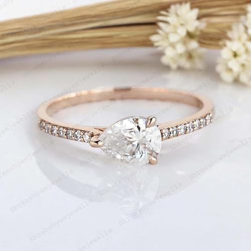 Pear Shaped Engagement Ring VVS1 Clarity Lab Created Diamond 3 Claw Pear Shaped Promise Ring Moissanite Rings for Women Wife Gifts Deliacte Promise Jewelry By SHREESHYAMJEWELLS