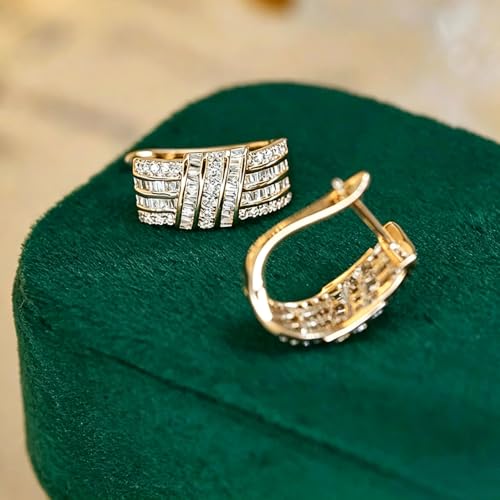 Modern Fashion Women Hoop Earrings Full Crystal CZ Wedding Trendy Jewelry - color: Gold Color