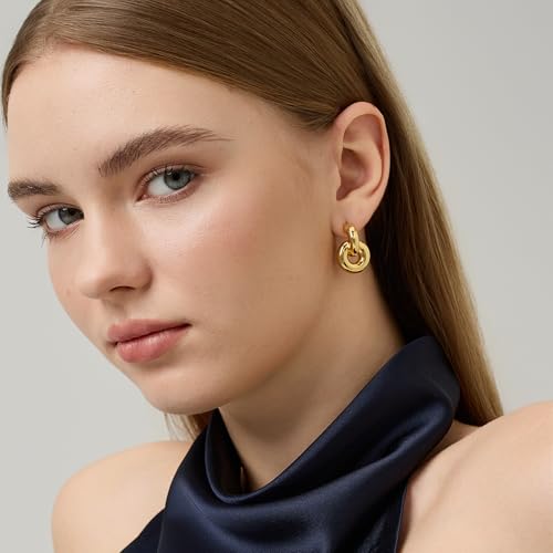 Green Crystal huggie gold hoop earrings for women Girls,14K Gold Plated with 925 Sterling Silver Post color Cubic Zirconia dainty cute Earrings| CZ Stud Earring - color: Double Hoop Earrings