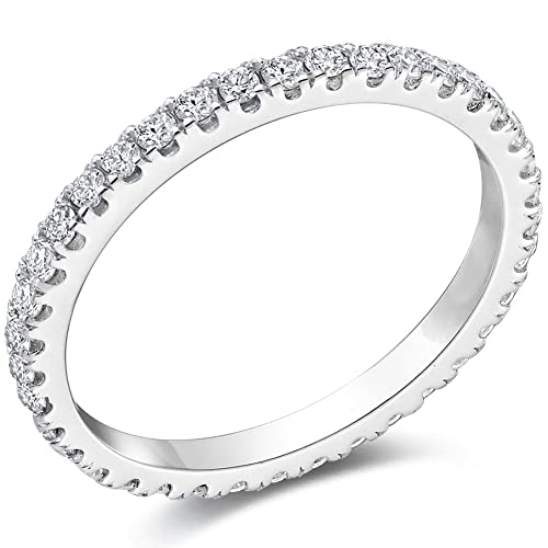 Bo.Dream Cubic Zirconia Eternity Rings Wedding Band 925 Sterling Silver - color: 0.57ct.tw(1.5mm full)