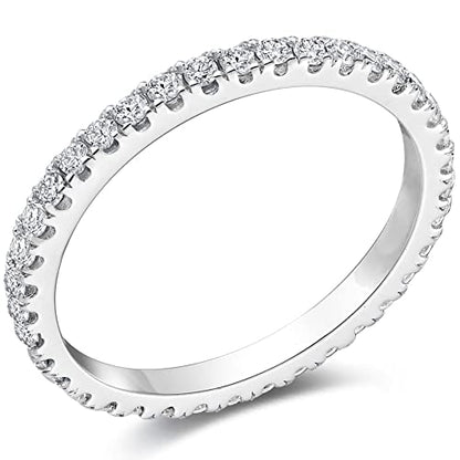 Bo.Dream Cubic Zirconia Eternity Rings Wedding Band 925 Sterling Silver - color: 0.57ct.tw(1.5mm full)