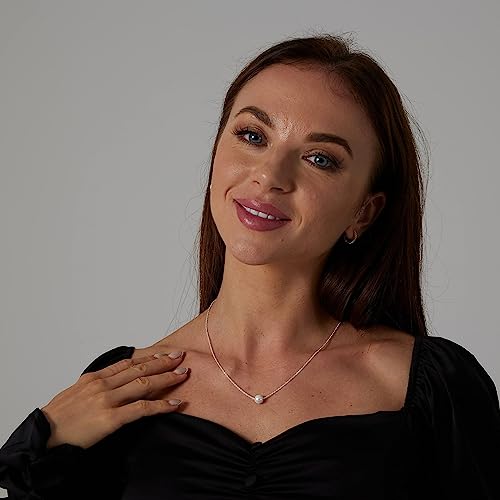 Kyerlyn Dainty Pearl Pendant Necklaces for Women 14K Gold Plated Handmade Layered Pearl Chain Necklace Delicate Layered Pearl Necklace Everyday Jewelry Gift - color: Big Pearl-Silver
