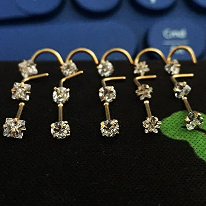 Nose Rings & Studs - 18g, 20g, 22g 14K Gold Bone Nose Studs for Women in Titanium Steel - color: 20g 5pcs Gold Bone Shaped 316L Surgical Steel