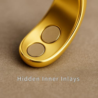 Magnetic Open Ring – Wellness‑Inspired Adjustable Band Ring, Polished Minimalist Jewelry for Men & Women, Everyday Balance, Compact Gift Box - color: Gold