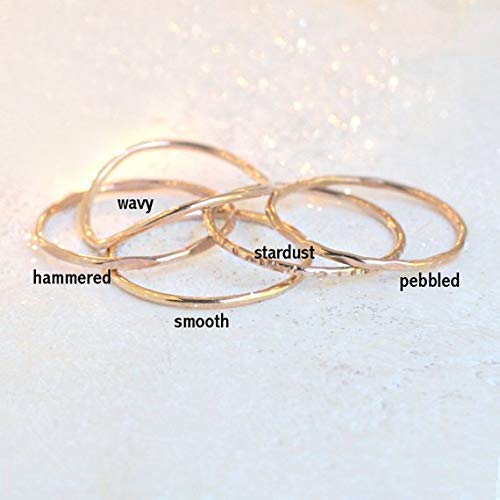 stackable ring. STARDUST stacking band. one 14k yellow gold filled, rose gold filled or sterling silver. stacking rings. minimalist ring. slim ring. mixed metal texured rings.