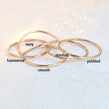 stackable ring. STARDUST stacking band. one 14k yellow gold filled, rose gold filled or sterling silver. stacking rings. minimalist ring. slim ring. mixed metal texured rings.