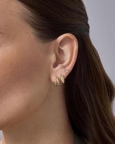 PAVOI Gold Hoop Earrings for Women - 14K-18K Yellow Gold Plated 925 Sterling Silver - Hypoallergenic 3-Pair Small Hoop Earings Set with Cubic Zirconia - Rope Teardrop & Chunky Huggie Styles Earscape Piercings - style: Teardrop