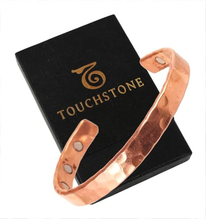 Touchstone Copper magnetic bracelet Tibetan style. Hand forged with solid and high gauge pure copper. Hammered look. - style: Hammered 1