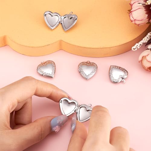 Elecrelive Locket Pendants Photo Frame Charms Memory Photo Charms Heart Locket Photo Frame Pendants - color: Silver