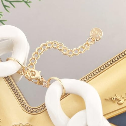 Firstmeet Statement Chunky Acrylic Chain Link Choker Necklace for Women - color: White-GR
