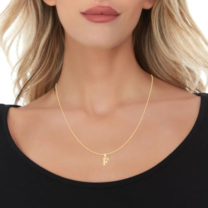 Floreo 10k Yellow Gold 0.45" Personalized Lighting Alphabet Letter A - Z Initial Charm Pendant with optional Extendable Chain Necklace - size: Pendant Only, style: - F -