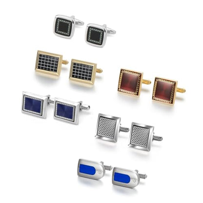 wynameleri Cufflinks Set 6 Pairs for Men, Business Formal Shirts Buttons Cuff Link Packed in Case - color: B0206009