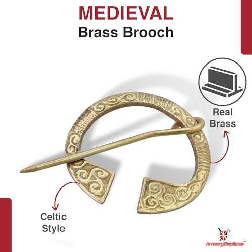 Armory Replicas™ Hand Forged Solid Brass Medieval Cloak Brooch – Viking, Celtic & Fibula Garment Pin Collection - style: Celtic Triskeles Ring