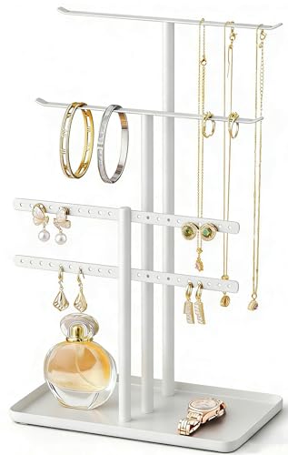 pickpiff White Jewelry Organizer: 12.5" Sturdy Stand for 80 Pcs Jewelry - color: White, size: 12.5" Height