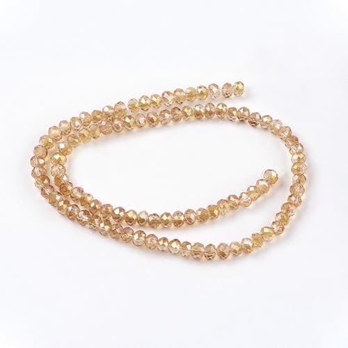 1450pcs Faceted Rondelle Glass Seed Beads 3x2mm Mini Crystal Loose Spacer Beads for DIY Friendship Bracelet Necklace Beading Craft Jewelry Making Ornament, Bisque - color: Bisque