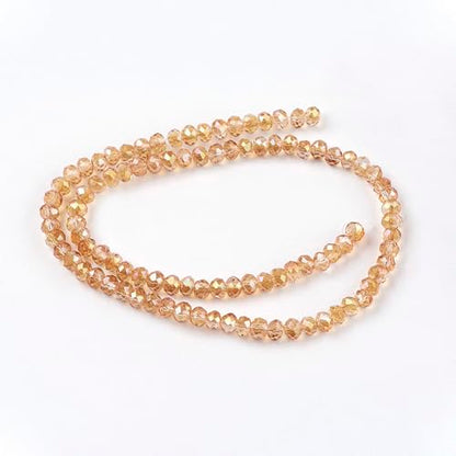 1450pcs Faceted Rondelle Glass Seed Beads 3x2mm Mini Crystal Loose Spacer Beads for DIY Friendship Bracelet Necklace Beading Craft Jewelry Making Ornament, Bisque - color: Bisque