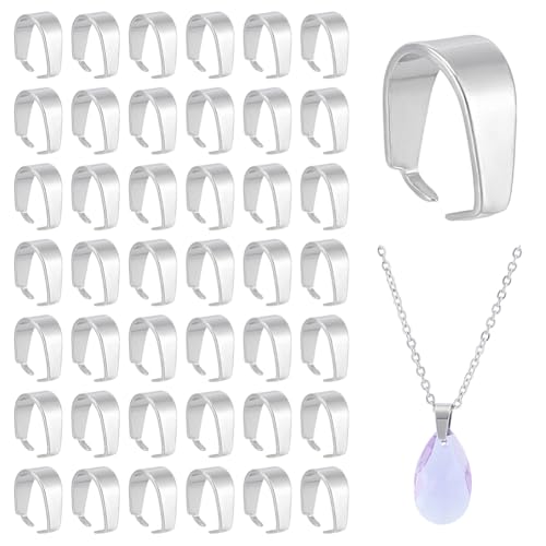 UNICRAFTALE 200Pcs 304 Stainless Steel Snap On Bails Charm Ice Pick Pinch Bails Connectors Metal Pendant Clasp Pin Dangle Charm Connectors Clasp for DIY Charm Necklace Jewelry Making - color: Stainless Steel Color, size: 9mm long