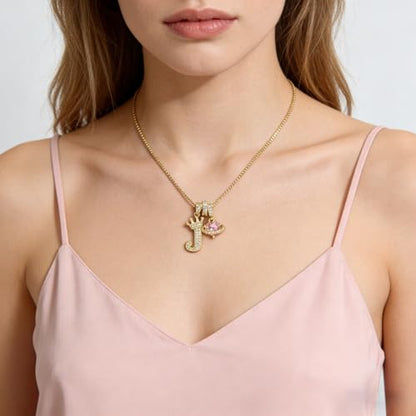 18K Gold & Silver Plated Initial Necklaces for Women - color: J-Gold