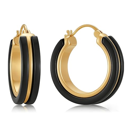 14K Gold Plated Chunky Hoop Earrings for Women Vintage Leopard Print Hoops Large Round Hoop Earrings Jewelry - style: Hoop H