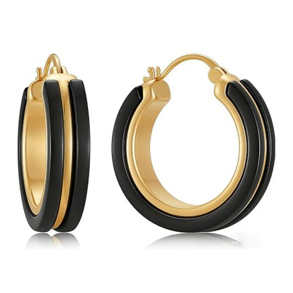 14K Gold Plated Chunky Hoop Earrings for Women Vintage Leopard Print Hoops Large Round Hoop Earrings Jewelry - style: Hoop H