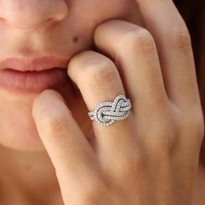 PAVOOI 14K Gold Plated X Ring Simulated Diamond CZ Criss Cross Ring for Women Juude Jewelers Silver Rose Gold Braided Wrap Knot Style Promise Statement Cocktail Party Ring(Silver.H-US Code-6) - color: SILVER.H, size: (US Code-6)