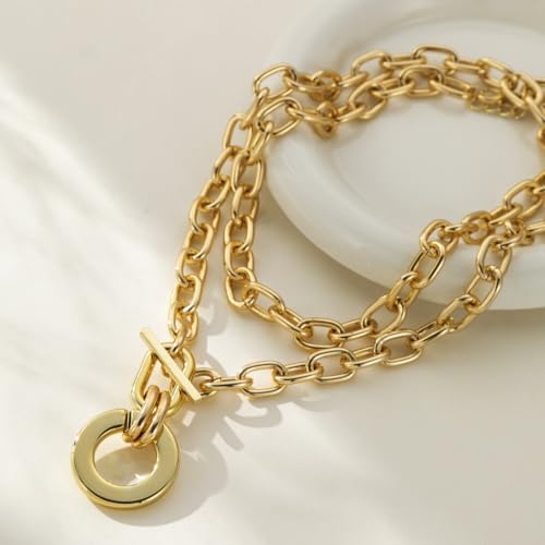 CSIYANJRY99 Chunky Gold Necklaces for Women,Multilayer Punk 80s Hip Hop Necklace,Layered Cuban Link Chain Statement Necklace 90s Freaknik Outfit Accessories for Women - color: Gold Larered Neckalce 1