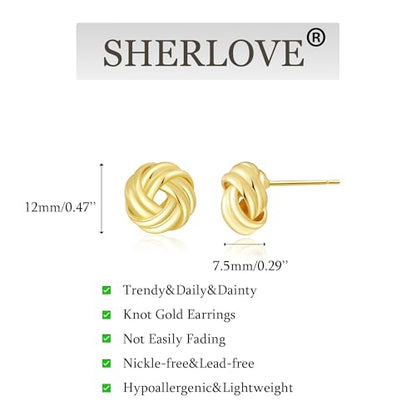 SHERLOVE Chunky Knot Gold Earrings Women Statement Drop Dangle Earrings | 14K Gold Plated Hypoallergenic Lightweight,Trendy Dainty Elegant Cute,Women Gold Jewelry Fashion Accessories Gifts - color: Knot Gold E