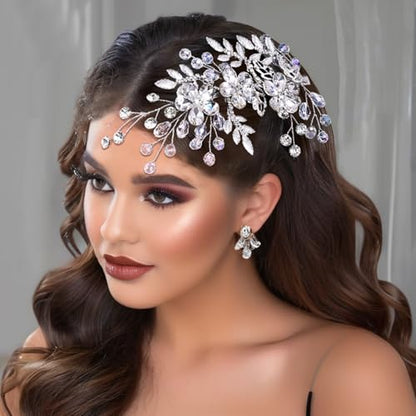 Wedding Hair Comb Pearl Crystal Bridal Hair Piece | Rhinestone Wedding Hair Accessories，Silver Hair Comb Clip for Women Wedding Party - color: Silver-758