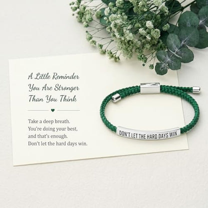 Frodete Dont Let The Hard Days Win Bracelet Inspirational Gifts for Women Adjustable Braided Tube Bracelet Gifts for Friends - color: A7:green