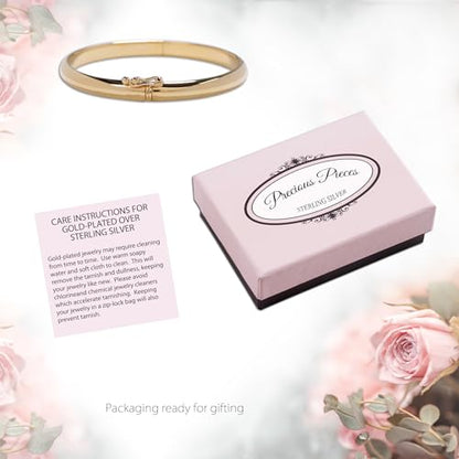 Precious Pieces Personalized 14K Gold-Plated Baby Bangle Bracelet Gift for Infant, Toddler, Kids, Teens or Women Bracelet, Custom Jewelry with Engraved Name - style: Classic (Child MED-9 months - 5 years)
