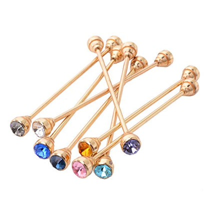 8PCS Men's Crystal Collar Bar Necktie Clasp Lapel Stick Brooch Shirt Collar Stay Cravat Tie Pin Stud Bar Clips Silver Gold Black Rose - color: Gold
