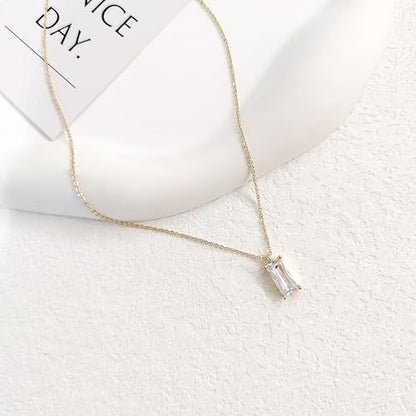 Luxval Diamond Pendant Gold Necklace for Women，Dainty 18k Gold Plated Choker Necklaces Simple Gold Jewelry Gifts for Women - color: Gold-Birthstone