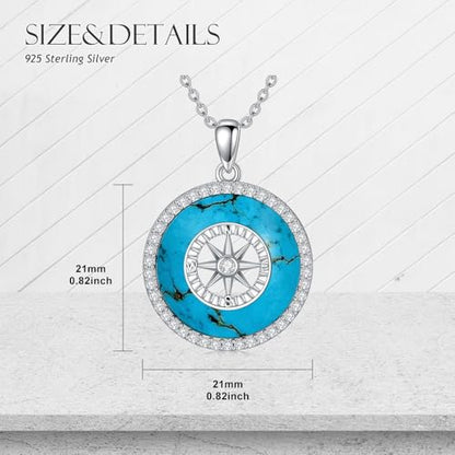 AOBOCO 2026 Graduation Gifts 925 Sterling Silver Compass Pendant Necklace High School College Graduation Jewelry Gifts for Women Daughter - style: C-Turquoise