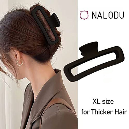 Hair Claw Clips 5 Inch Unbreakable Black XL Large Square Rectangle Clip Clamp for Thick Curly Long Hair Women - 2 Pack - color: E 5 inch