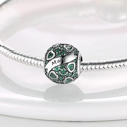 MULA Birthstone Charms 925 Sterling Silver for Bracelets and Necklaces | Dangle Pendants Beads With 5A Cubic Zirconia - Happy Birthday Mothers Day Jewelry - color: May Birthstone