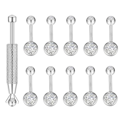 Long Belly Button Rings, Navel Piercing Jewelry for Women | 16mm 14mm 12mm 10mm 8mm Stainless Steel Extral Long Bar 14G - size: 10MM