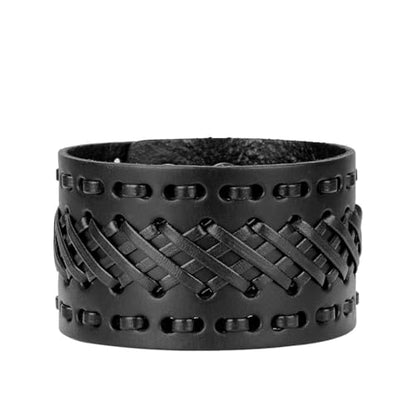 JAOYU Punk Leather Cuff Bracelet Goth Leather Wristband Rock Bracelet Biker Bracelet for Men Leather Armband Black Handmade Jewelry - color: Alloy Leather Bracelet