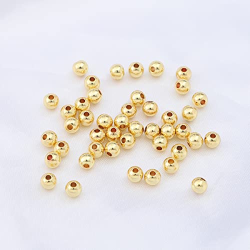 14K Gold Plated Round Spacer Beads 5mm 60pcs for Jewelry Making Findings Non Tarnish - color: 14K Gold, size: 5mm