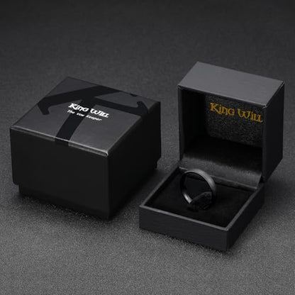 King Will Wedding Band for Men Women, 2/4/6/7/8mm Domed Matte Brushed Tungsten Carbide Rings, Solid/Dual Color Engagement Rings, Comfort Fit - color: Black-4mm