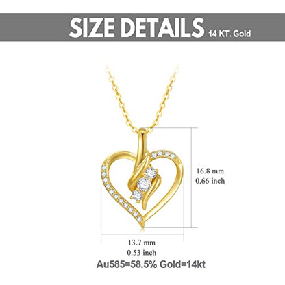 SISGEM 14K Solid Gold Heart Necklace for Women,Yellow Gold 0.55 Carat(CTTW) Moissanite Infinity Heart Pendant Necklaces Anniversary Birthday Gifts for Wife Mom 16''-18'' - color: Style-4