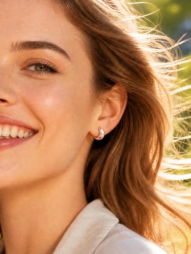 Bestyle Gold Huggies Earrings for Women Hypoallergenic 925 Sterling Silver Post Huggie Hoop Earrings Thick Lightweight Small Hoop Earrings 8/10/12/14mm - color: Rose Gold, size: 8mm
