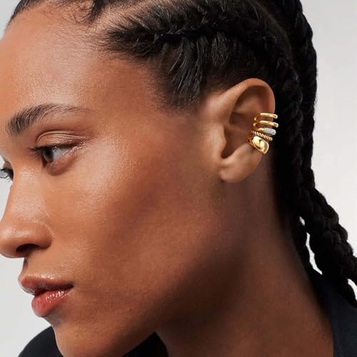 MEVECCO Ear Cuffs Non Piercing 18K Gold Plated Ear Cuff Earring Sets Clip on Cartilage Cubic Zirconia Pearl Minimalist Hypoallergenic Fake Hoop Earrings Stack Women Gifts - style: 3pcs-Tripe