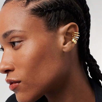 MEVECCO Ear Cuffs Non Piercing 18K Gold Plated Ear Cuff Earring Sets Clip on Cartilage Cubic Zirconia Pearl Minimalist Hypoallergenic Fake Hoop Earrings Stack Women Gifts - style: 3pcs-Tripe
