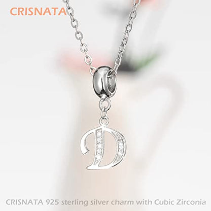 26 Letter Pendant Charms, Polished 925 Sterling Silver Complete Initial A-Z Dangling CZ Stone Alphabet Beads, fits European Bracelet Necklace, Gift for Mother/Father/Daughter/Son/Sister/Aunt - color: Letter D CZ Pendant Charm