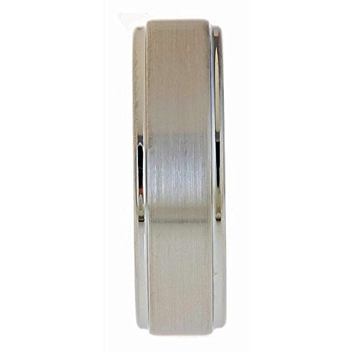 Tungsten Carbide Wedding Bands That Feature Different Finishes and Edge Colors - color: Brushed-7mm