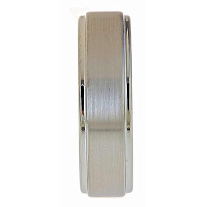 Tungsten Carbide Wedding Bands That Feature Different Finishes and Edge Colors - color: Brushed-7mm