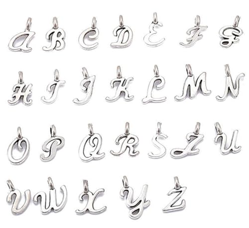 Alphabet Letter Charms,Mini A-Z Alphabet Charm Pendant Bead for DIY Personalized Jewelry Making Findings(4 sets/104pcs) - color: Silver