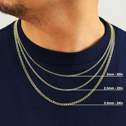 Nuragold 10K Real Yellow Gold Cuban Curb Link Chain Necklace (2mm - 7.5mm) - size: 18", style: 3.5mm