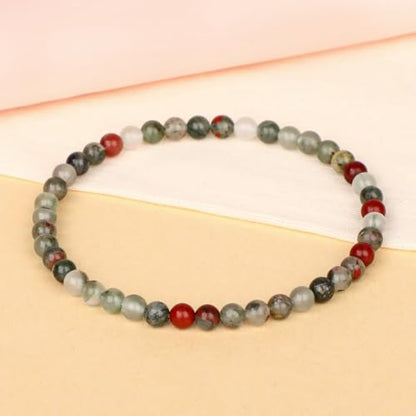 LPBeads Handmade Natural Gemstone Stretch Elastic Bracelet Healing Crystal Round Stone Beads Jewelry Gifts for Women Men - color: African Bloodstone, size: 4mm