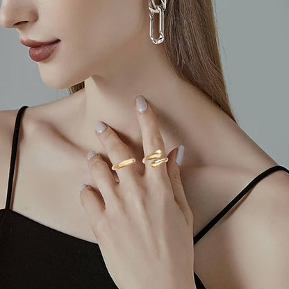 15-25 Pcs Chunky Gold Rings Set for Women, Stackable Finger Midi Rings, Dainty Gold Stacking Statement Womens ring pack - color: Gold-15Pcs